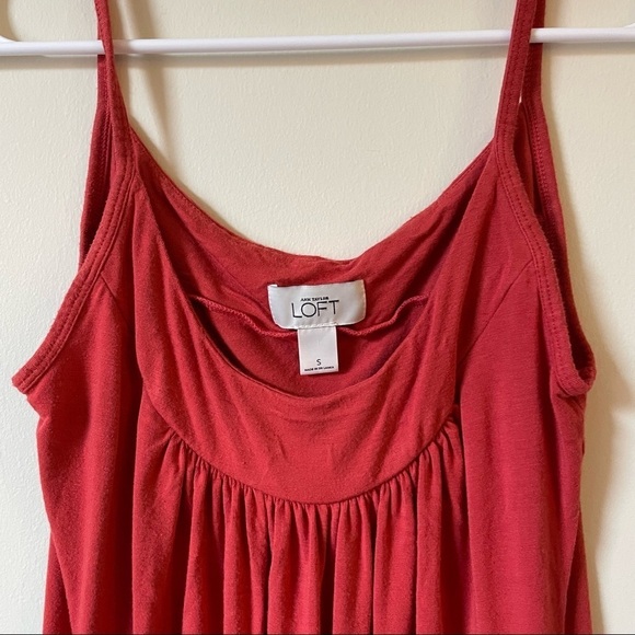 LOFT women’s cami top burnt orange red tangerine spaghetti straps ruched blouse - Picture 2 of 3